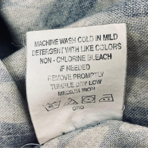 Columbia Linen Blend Shirt Mens XL Blue Leaf Print S/S Button Up Casual - Picture 10 of 10